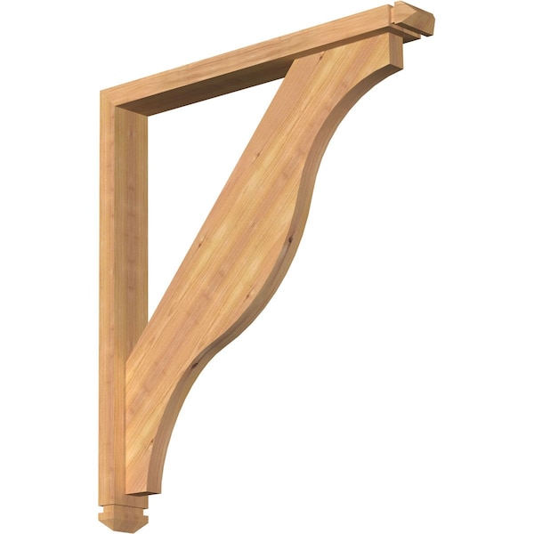 Ekena Millwork Funston Arts and Crafts Smooth Bracket w/ Offset Brace, Western Red Cedar, 3 1/2"W x 28"D x 32"H BKT0402X28X32FST03SWR - main